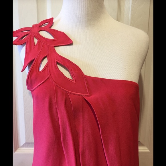 Tibi Pretty One Shoulder Cut Out Motif Mini Dress - Picture 2 of 8